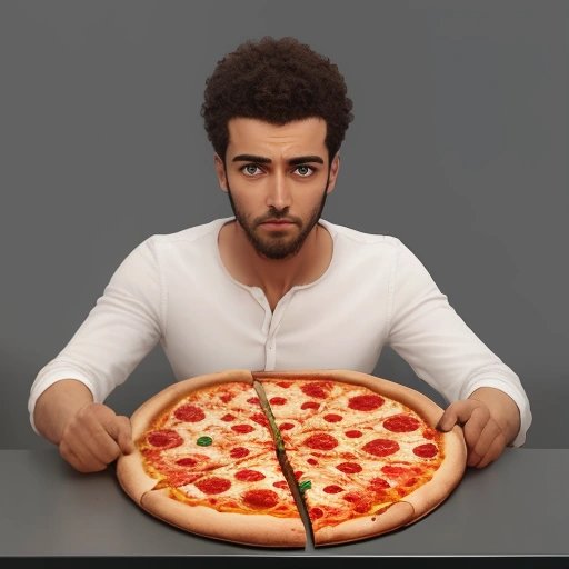 Homem frustrado com segunda pizza de calabresa