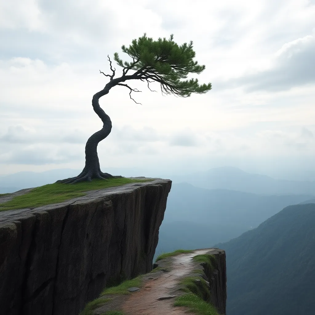 Aggressively lonely cliff tree