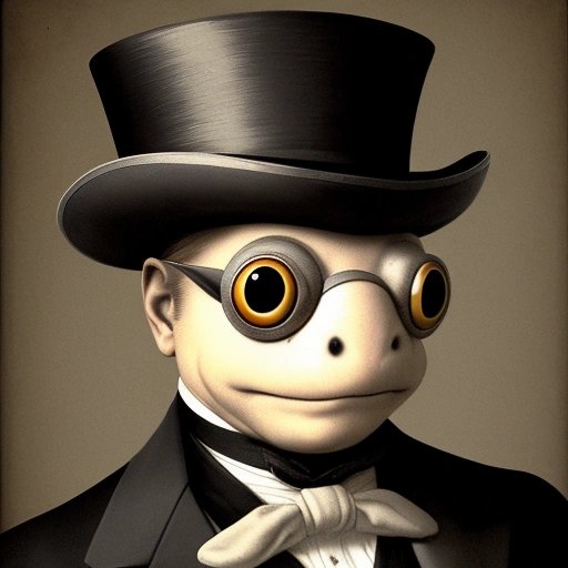 Turtle wearing a monocle and top hat