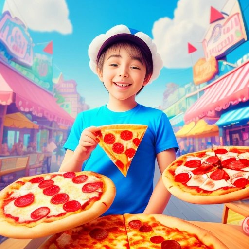Vinny at a pizza-themed amusement park