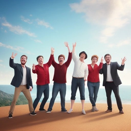 Group of comedians generating positive vibes and laughter