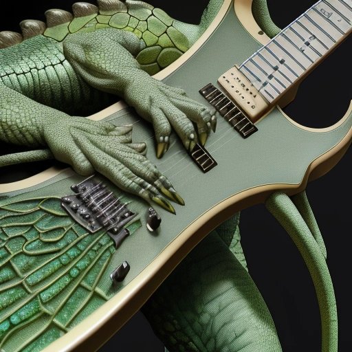 Close-up of the lizard guitar
