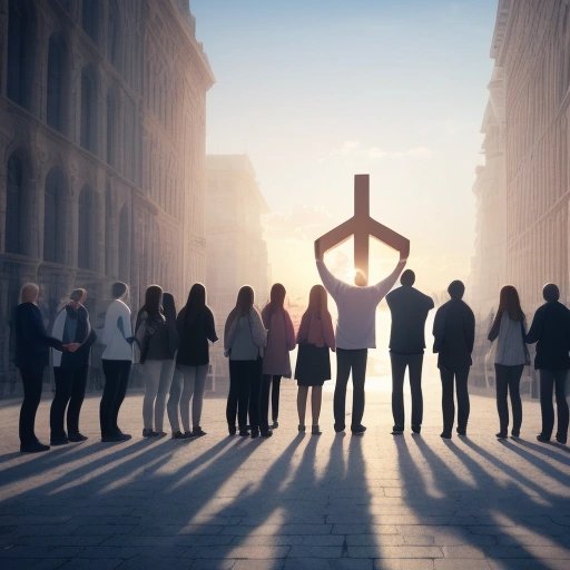 People standing in solidarity with a peace symbol