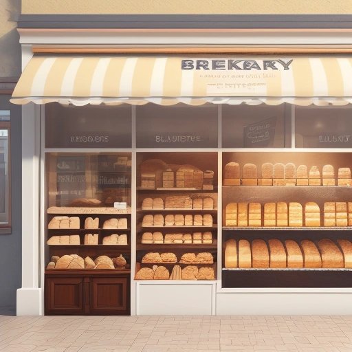 Bakery with traditional loaves of bread