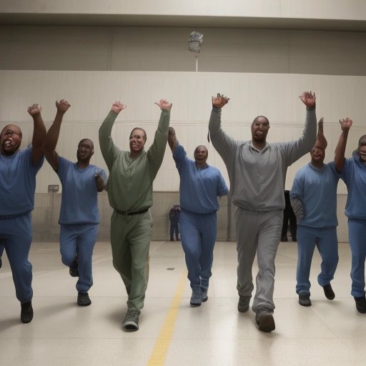 Inmates stepping outside the prison walls