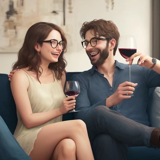 Couple toasting with wine glasses