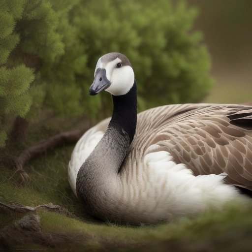 Baby goose asleep in a bush