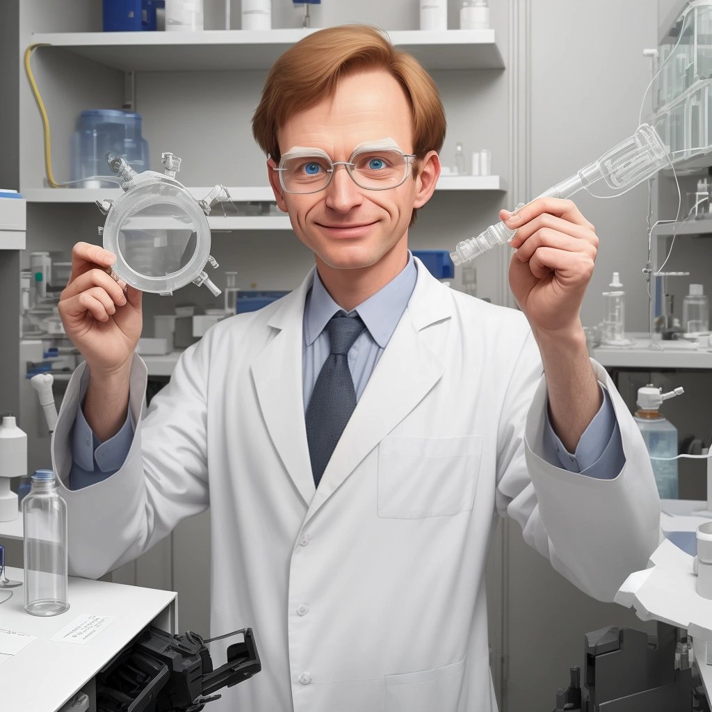 Hans Schucrutz holding the new superconductor material