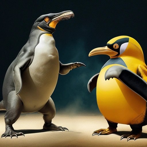 T-Rex and King Penguin rap battle