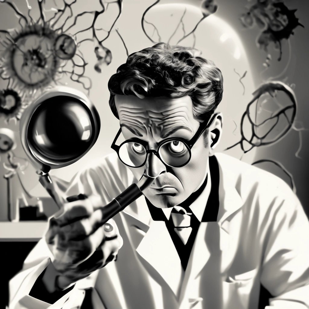 Scientist examining mysterious object