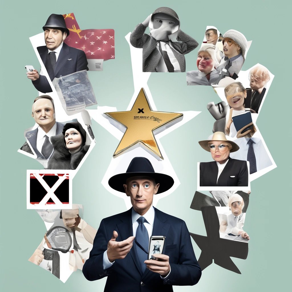 Collage of X-shaped satirical images