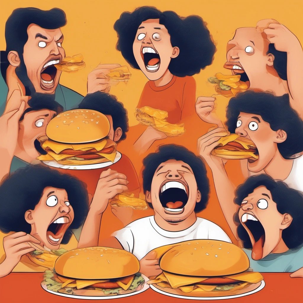 People savoring cheeseburgers