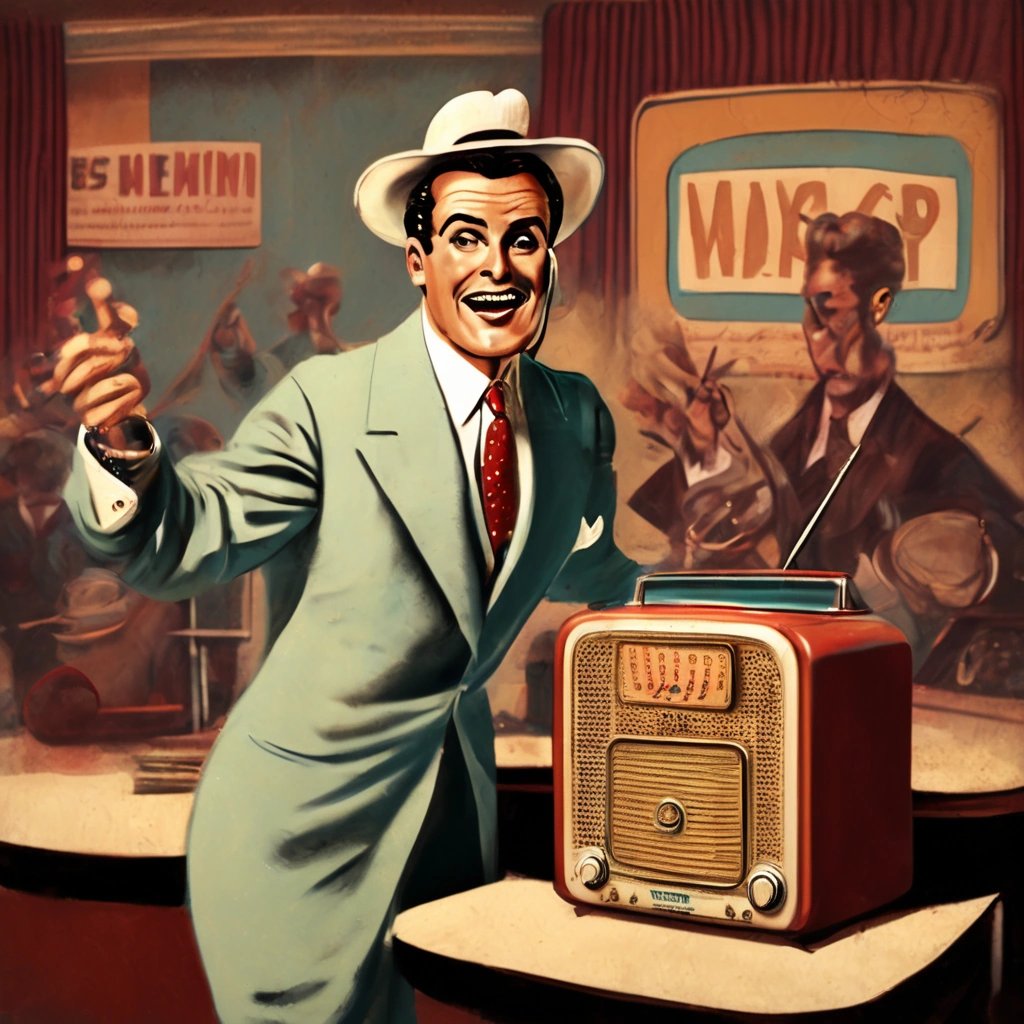 Vintage radio announcer