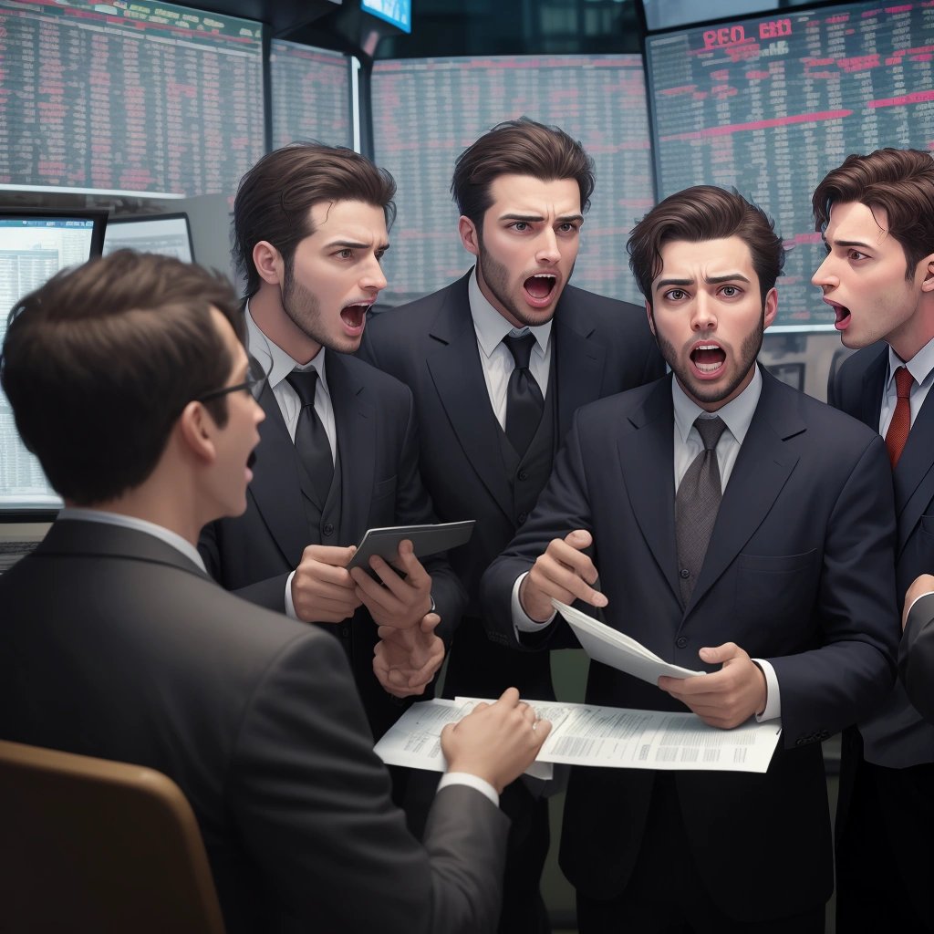 Stock market traders arguing about bears