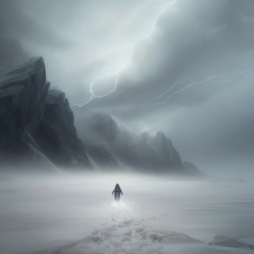 Traveler braving a blizzard