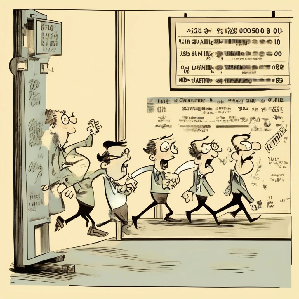 Stock ticker changing directions cartoon