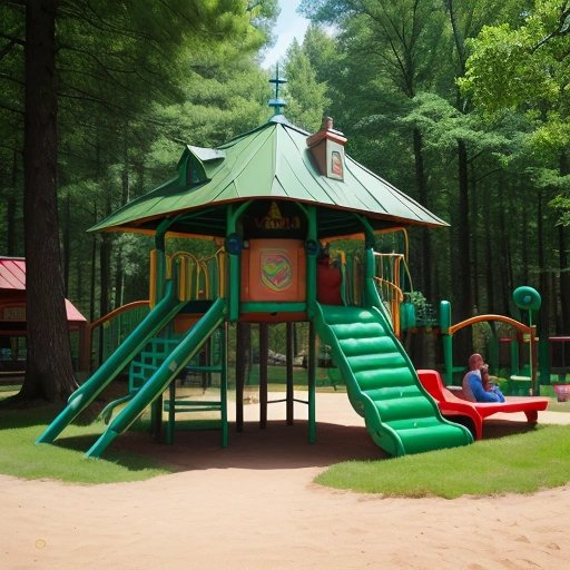 Video game landscape transformed into a whimsical playground