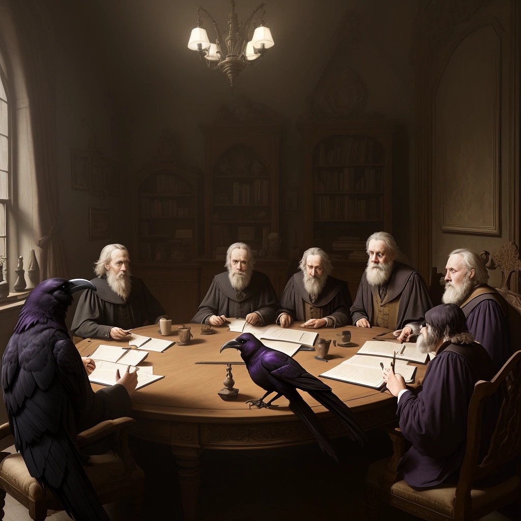 Scholars discussing the riddle