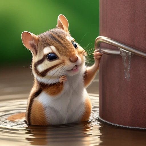 Chipmunk hiding in a hose