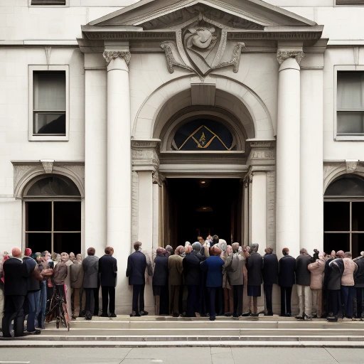 Crowd gathering outside Masonic Lodge