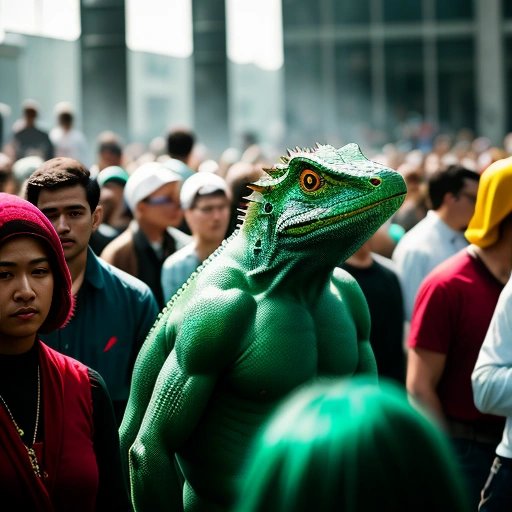 Lizard people in a crowd