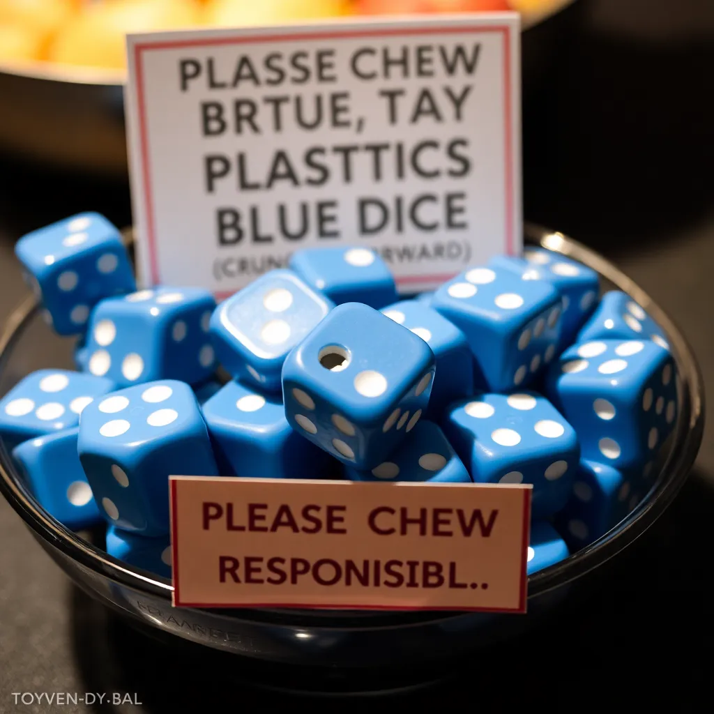 Blue dice that are “not legally speaking, food”