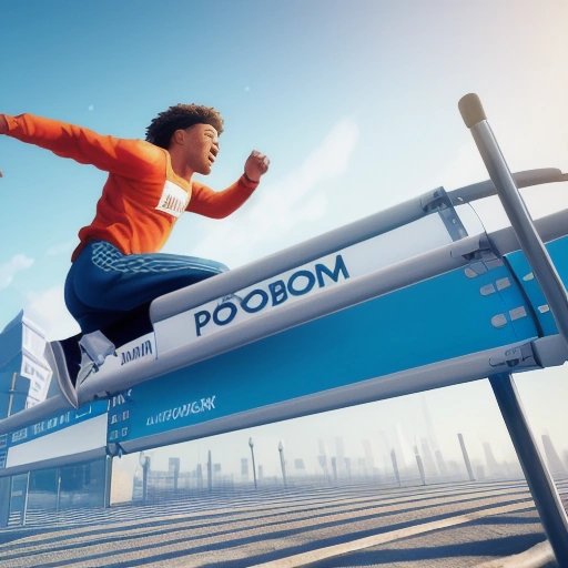 Person jumping over problem hurdle to reach solution