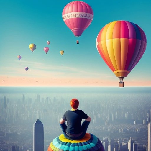 Person floating on giant balloon filled with gas