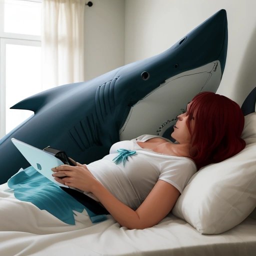 Awkward moment with husband dressed as a shark in bed