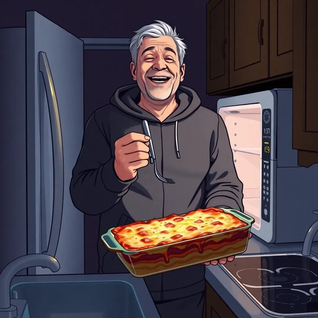 Gary (42) achieves midnight enlightenment at the fridge