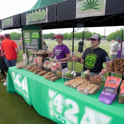 Vendor booth with cannabis-infused snacks and beverages