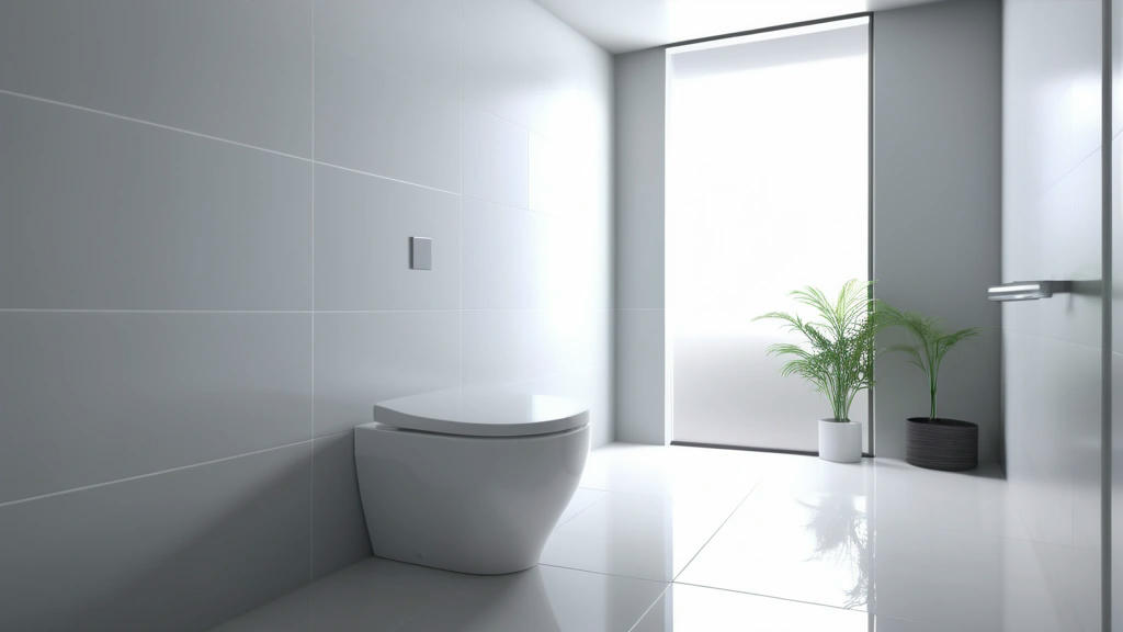 A clean, modern toilet in a minimalist bathroom, bright natural lighting, high detail, photorealistic, 4k resolution