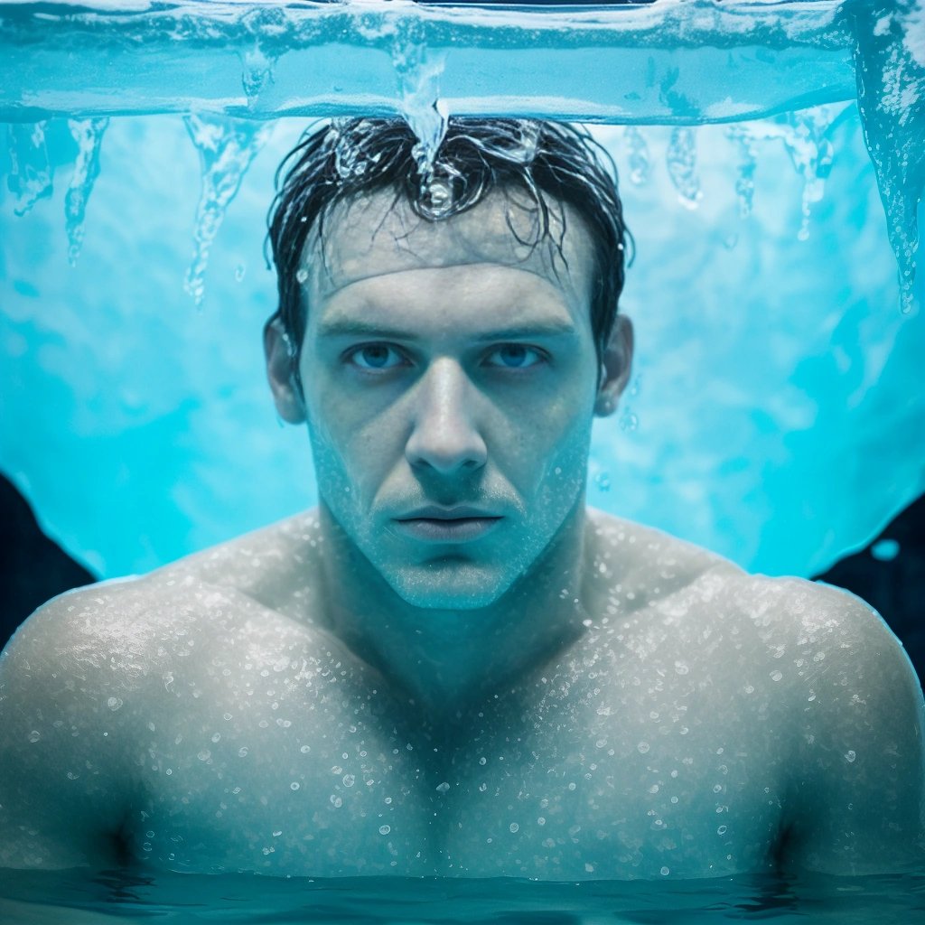 Man in a freezing pool