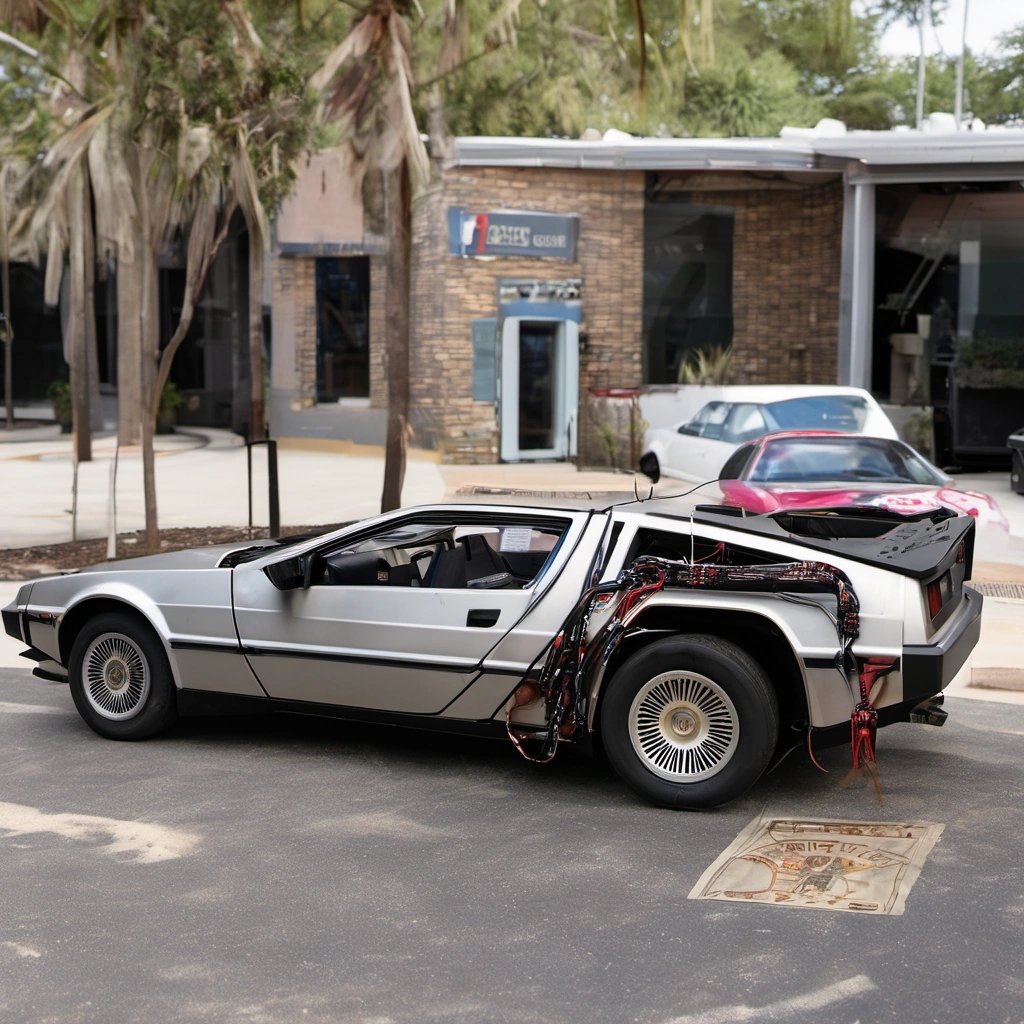 Prototype DeLorean with DeSantis emblem