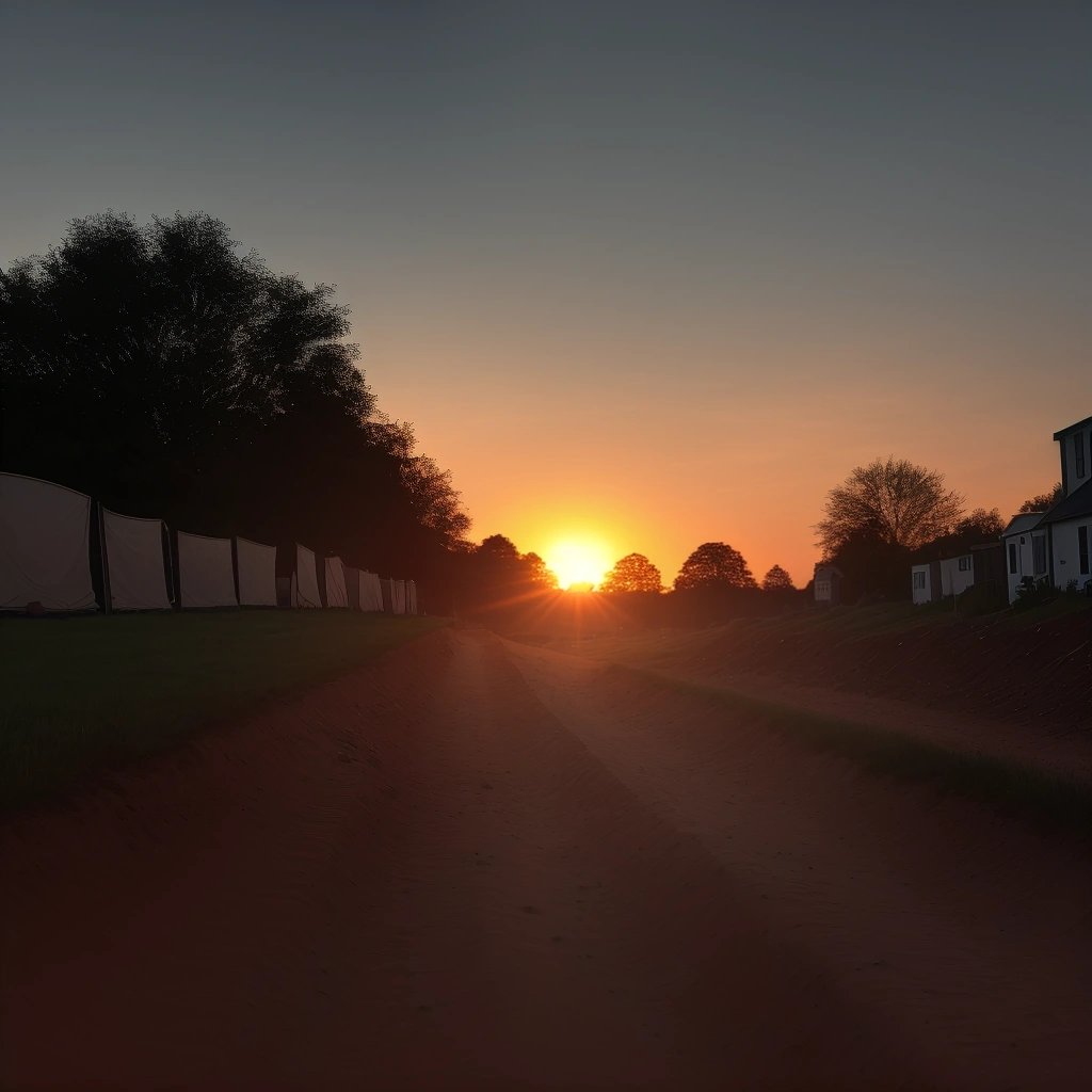 Sunset on Digsville with the trench