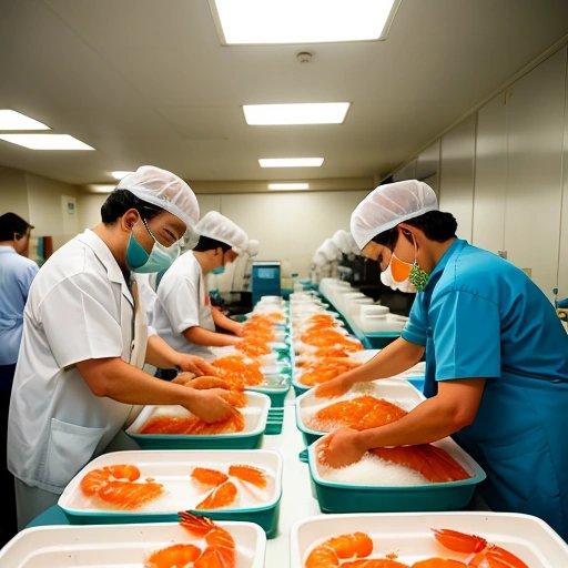 Scientists studying shrimp samples