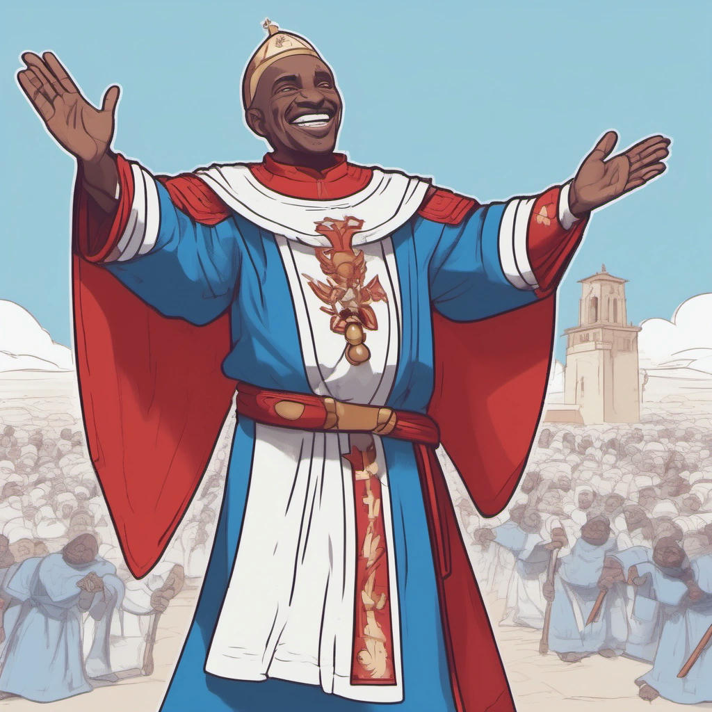 A Democratic priest with a 'Wololo!' text bubble, ready to convert a Republican knight