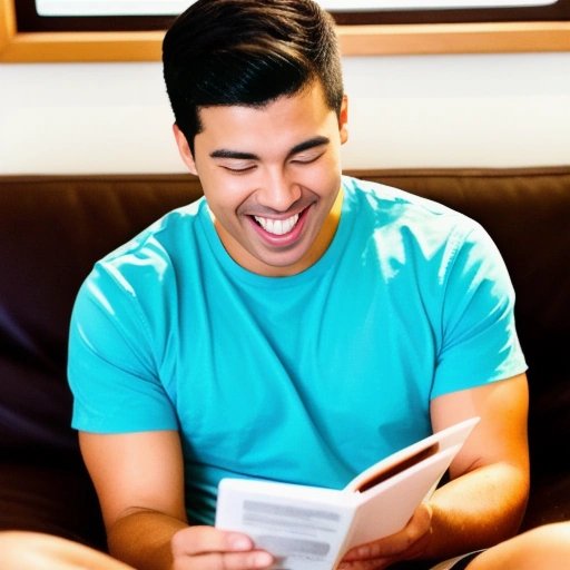 Person laughing while reading