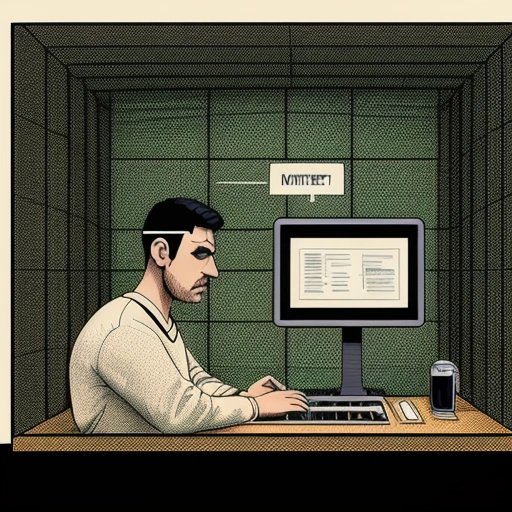 Prisoner surrounded by advanced technology