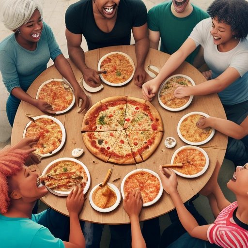 People sharing pizza together