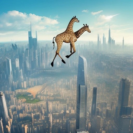 Flying superhero giraffe