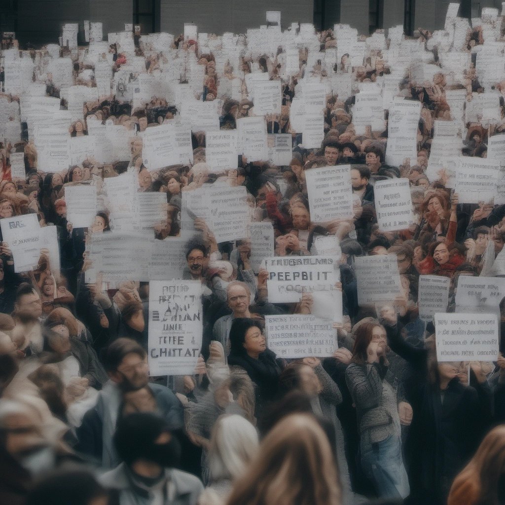 Crowd advocating for human creativity