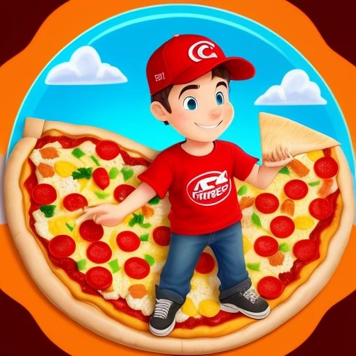 Vinny victorious with trophy and pizza slice