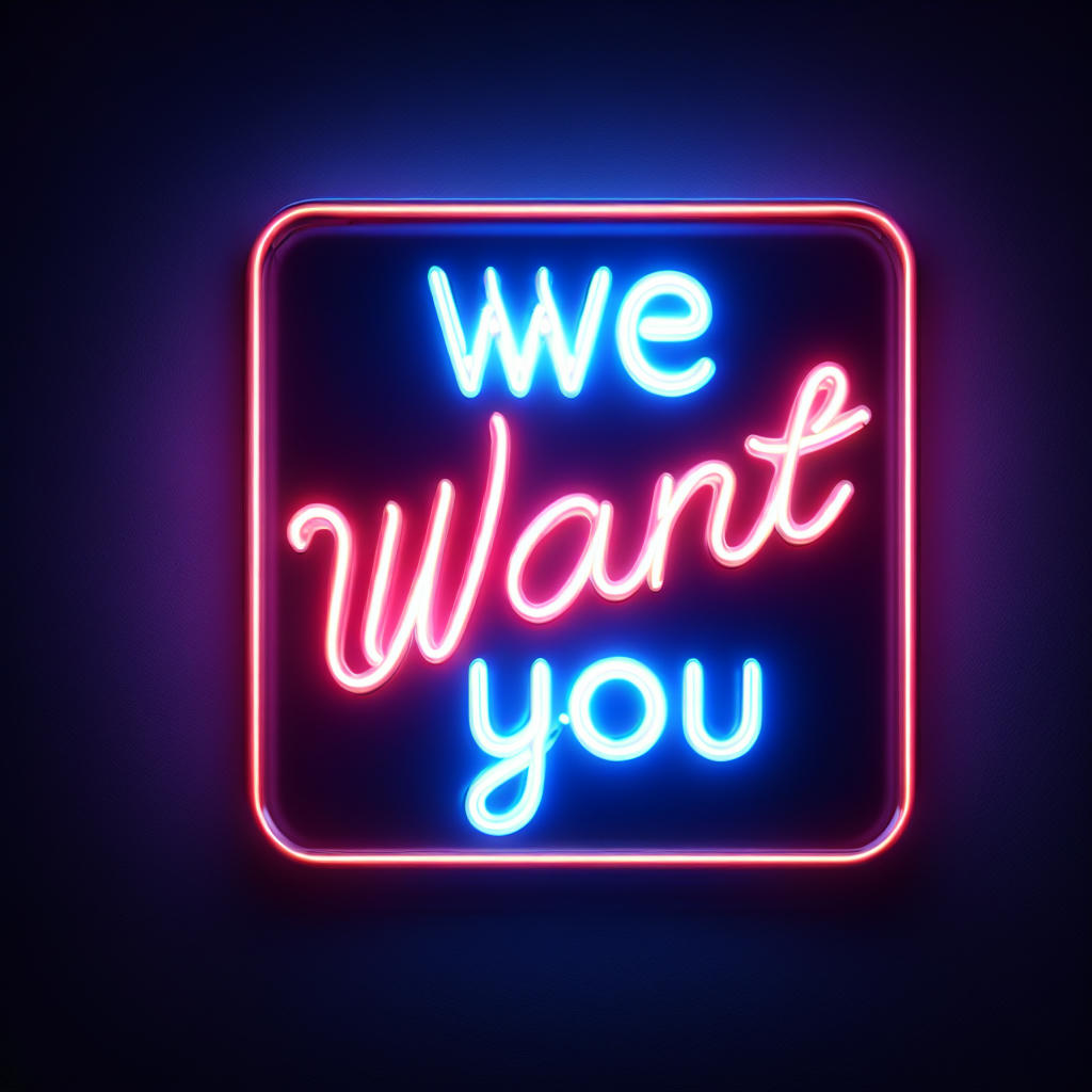 Attractive sign saying 'We Want You'