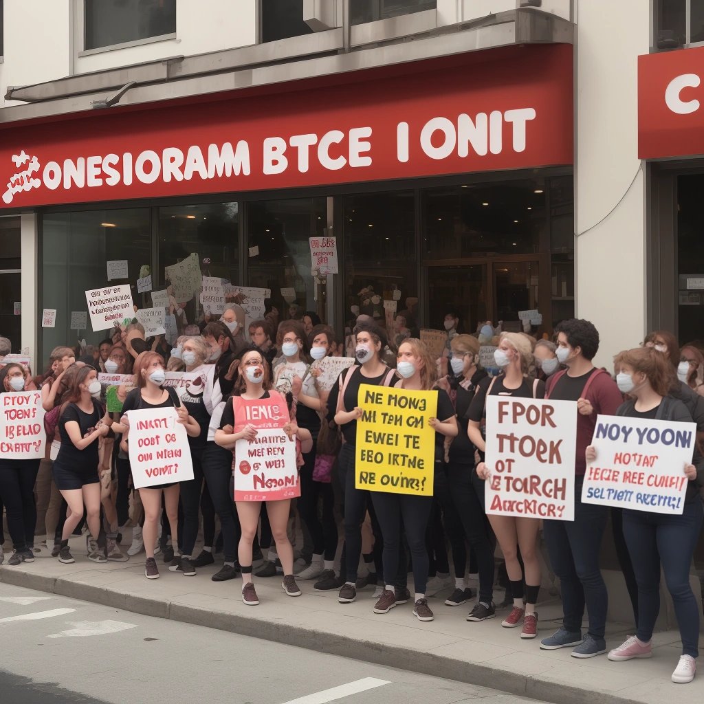 Protest outside an ice cream factory