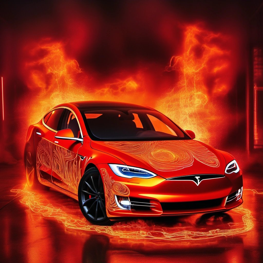 Burning Tesla Model S