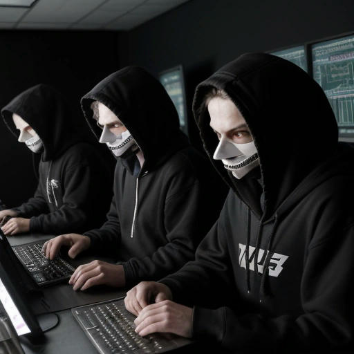 A group of hackers in a dark room