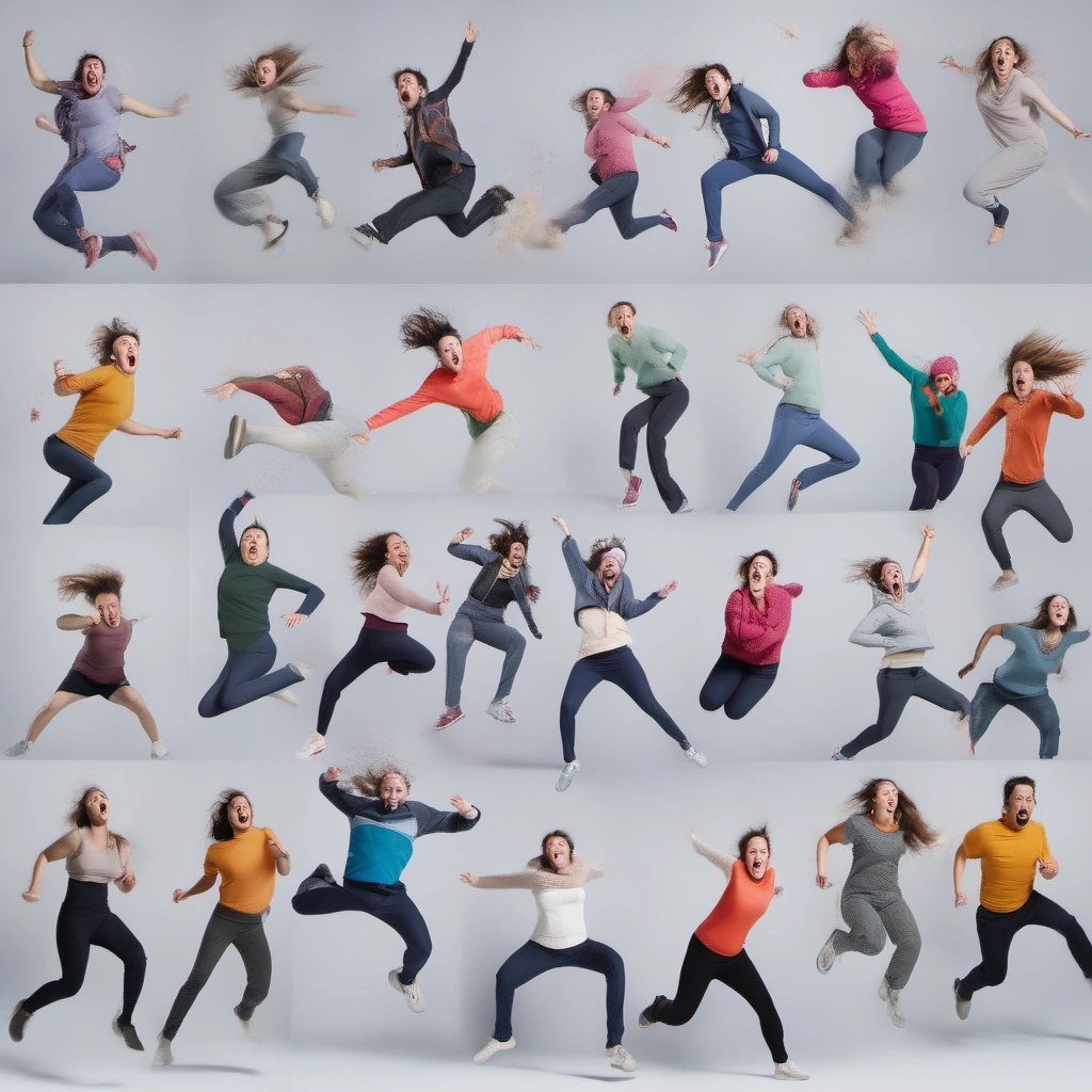 The Time Survivors in freeze-frame poses