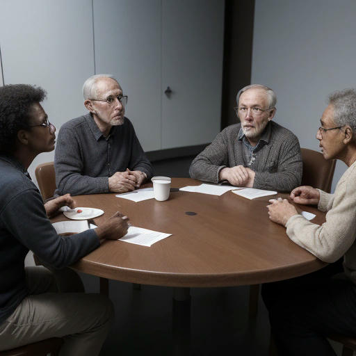 A group of people gathered around a table, discussing the Internet of Shit