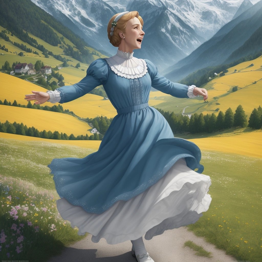 Julie Andrews spinning in the hills